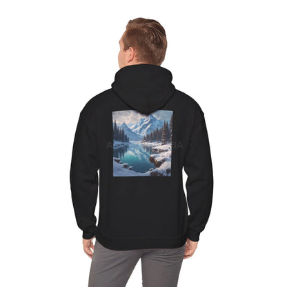 Snowy Mountain Unisex Hoodie Cozy Sweatshirt Art Lover Gift Nature Print Hoodie Artistic Winterwear Unique Casual Wear