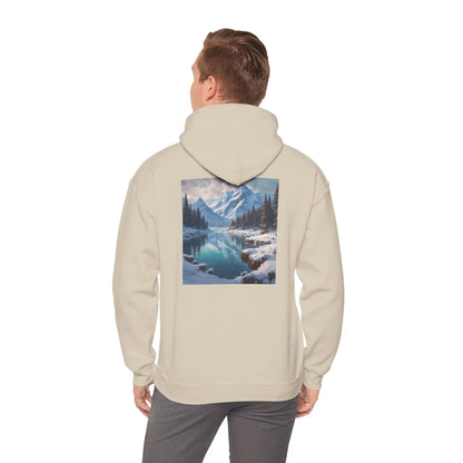 Snowy Mountain Unisex Hoodie Cozy Sweatshirt Art Lover Gift Nature Print Hoodie Artistic Winterwear Unique Casual Wear