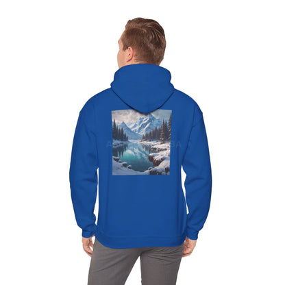 Snowy Mountain Unisex Hoodie Cozy Sweatshirt Art Lover Gift Nature Print Hoodie Artistic Winterwear Unique Casual Wear