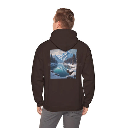 Snowy Mountain Unisex Hoodie Cozy Sweatshirt Art Lover Gift Nature Print Hoodie Artistic Winterwear Unique Casual Wear