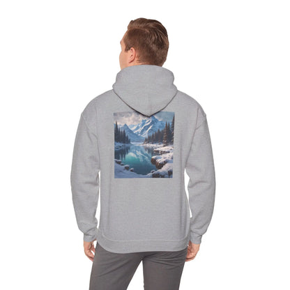 Snowy Mountain Unisex Hoodie Cozy Sweatshirt Art Lover Gift Nature Print Hoodie Artistic Winterwear Unique Casual Wear