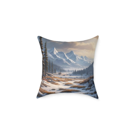 Snowy Mountain With Bushes Landscape Decorative Pillow Cozy Home Accent Gift for Nature Lovers Winter Decor Outdoor