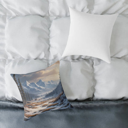Snowy Mountain With Bushes Landscape Decorative Pillow Cozy Home Accent Gift for Nature Lovers Winter Decor Outdoor