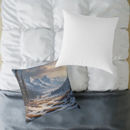 Snowy Mountain With Bushes Landscape Decorative Pillow Cozy Home Accent Gift for Nature Lovers Winter Decor Outdoor