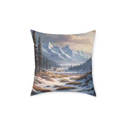 Snowy Mountain With Bushes Landscape Decorative Pillow Cozy Home Accent Gift for Nature Lovers Winter Decor Outdoor