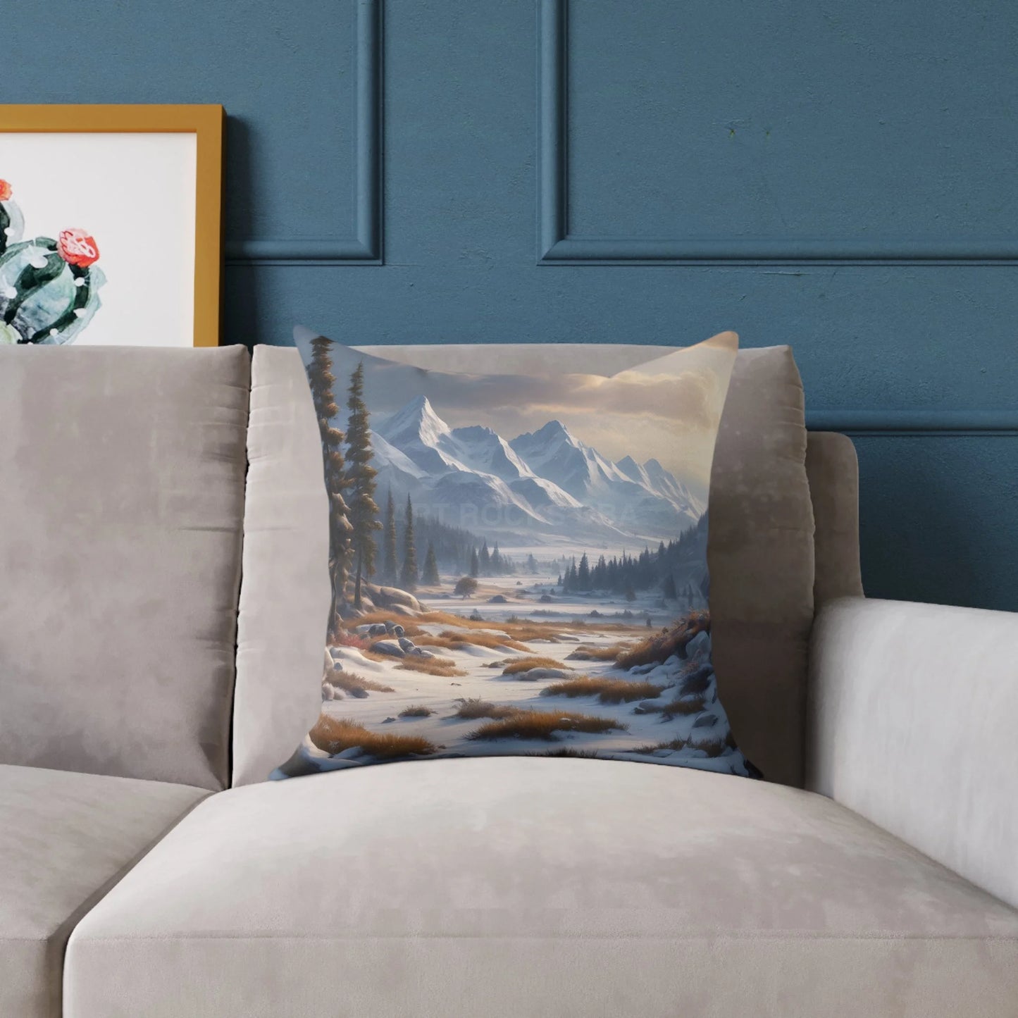 Snowy Mountain With Bushes Landscape Decorative Pillow Cozy Home Accent Gift for Nature Lovers Winter Decor Outdoor