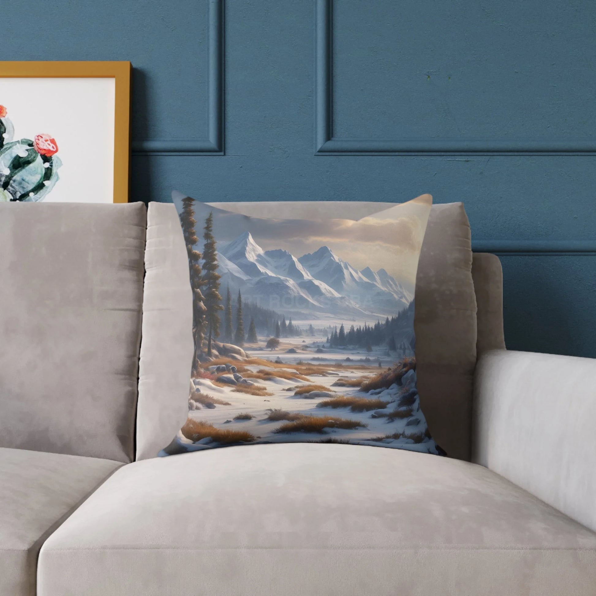 Snowy Mountain With Bushes Landscape Decorative Pillow Cozy Home Accent Gift for Nature Lovers Winter Decor Outdoor