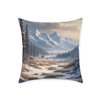 Snowy Mountain With Bushes Landscape Decorative Pillow Cozy Home Accent Gift for Nature Lovers Winter Decor Outdoor