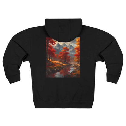 Snowy Mountains and Autumn Trees Zip-Up Sweatshirt - XS / Black - Hoodie