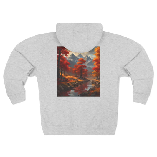 Snowy Mountains and Autumn Trees Zip-Up Sweatshirt - XS / Heather Grey - Hoodie