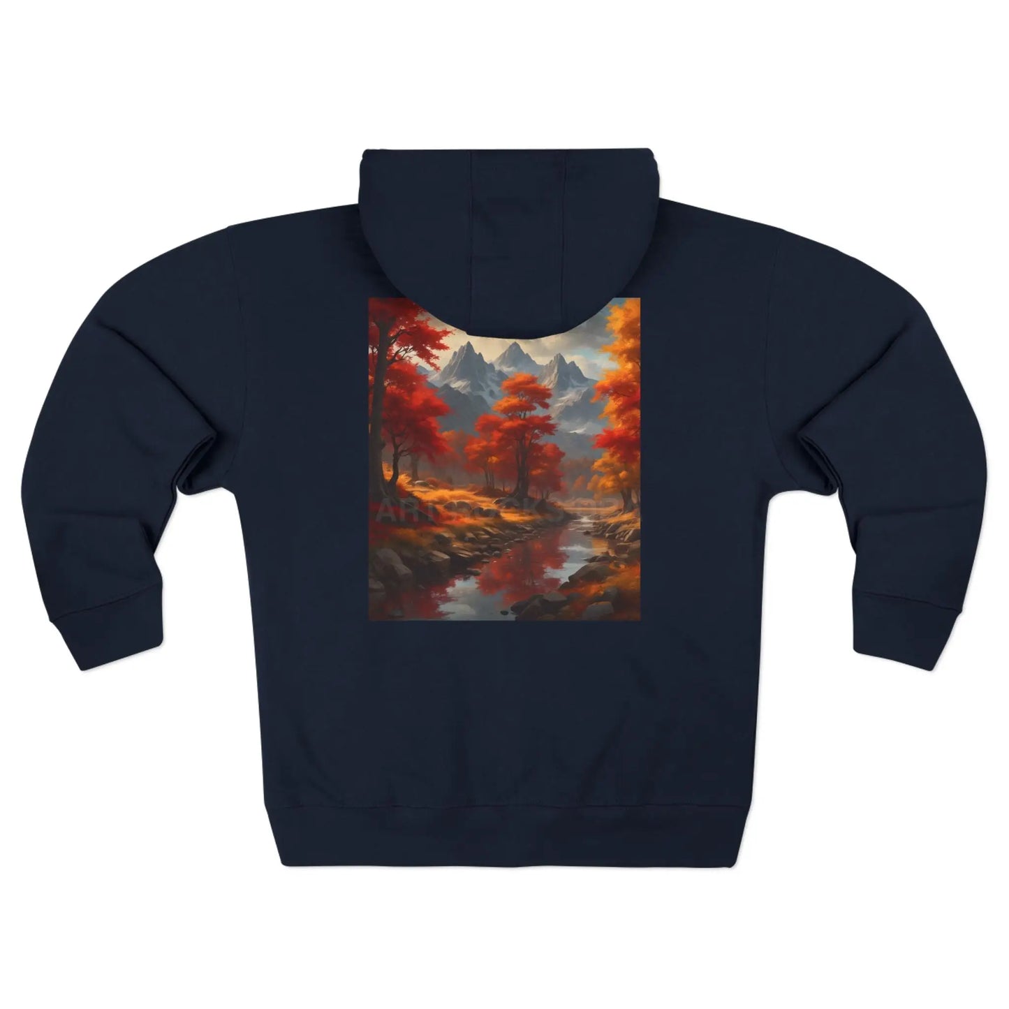 Snowy Mountains and Autumn Trees Zip-Up Sweatshirt - XS / Navy - Hoodie