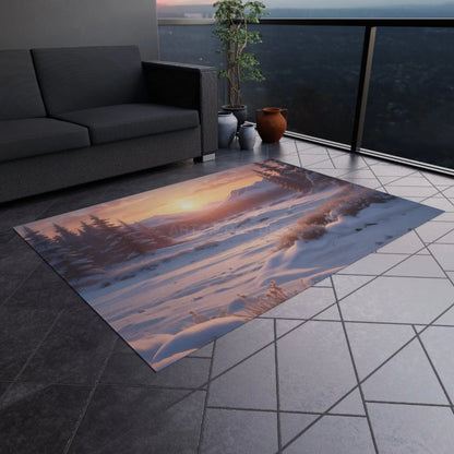 Snowy Valley Outdoor Rug Cozy Patio Decor for Camping Picnics Garden Parties Home Essentials Seasonal Home Accents