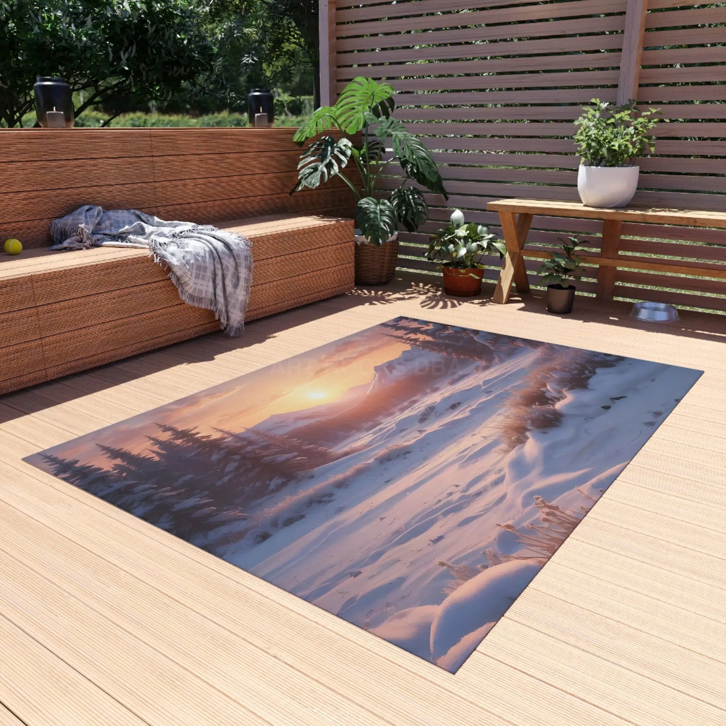 Snowy Valley Outdoor Rug Cozy Patio Decor for Camping Picnics Garden Parties Home Essentials Seasonal Home Accents