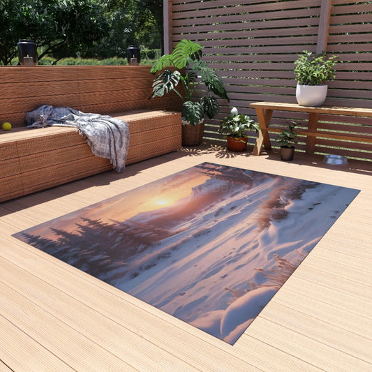 Snowy Valley Outdoor Rug Cozy Patio Decor for Camping Picnics Garden Parties Home Essentials Seasonal Home Accents