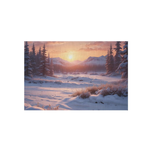 Snowy Valley Outdoor Rug Cozy Patio Decor for Camping Picnics Garden Parties Home Essentials Seasonal Home Accents