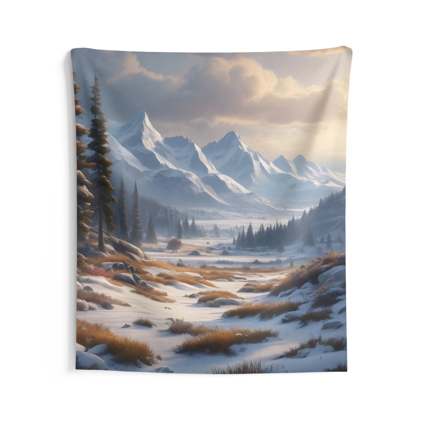 Snowy Valley Tapestry - 68’’ × 80’’ - Home Decor