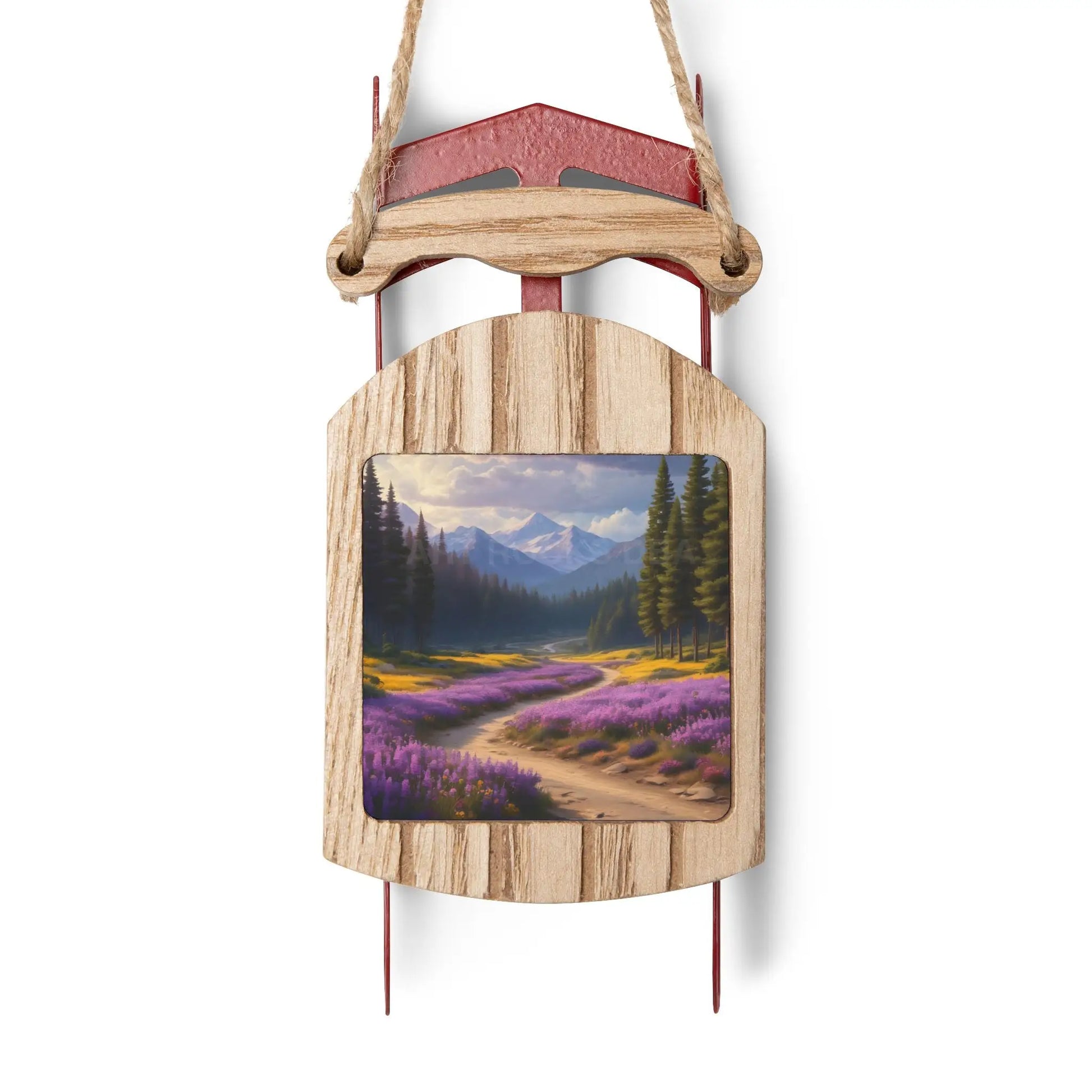 Soft Lavender Field Sled Ornament — Lavender Winter Holiday Decor - 2.1’’ × 4.6’’ / 1 pc - Home Decor