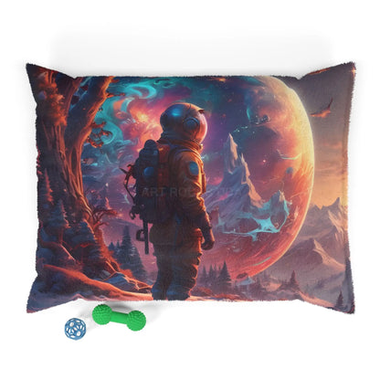 Space Astronaut Pet Bed — Cosmic Planet Adventure Print for Dogs & Cats - 40’’ × 30’’ - Pets