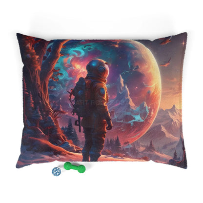 Space Astronaut Pet Bed — Cosmic Planet Adventure Print for Dogs & Cats - 50’’ × 40’’ - Pets