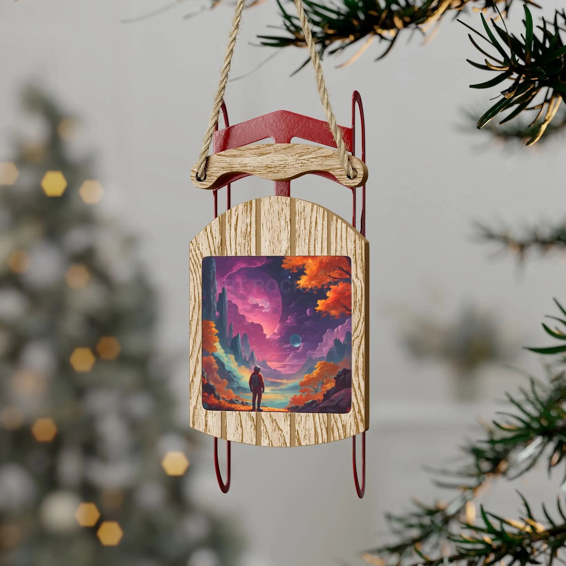 Space Dream Sled Ornament - 2.1’’ × 4.6’’ / 1 pc - Home Decor