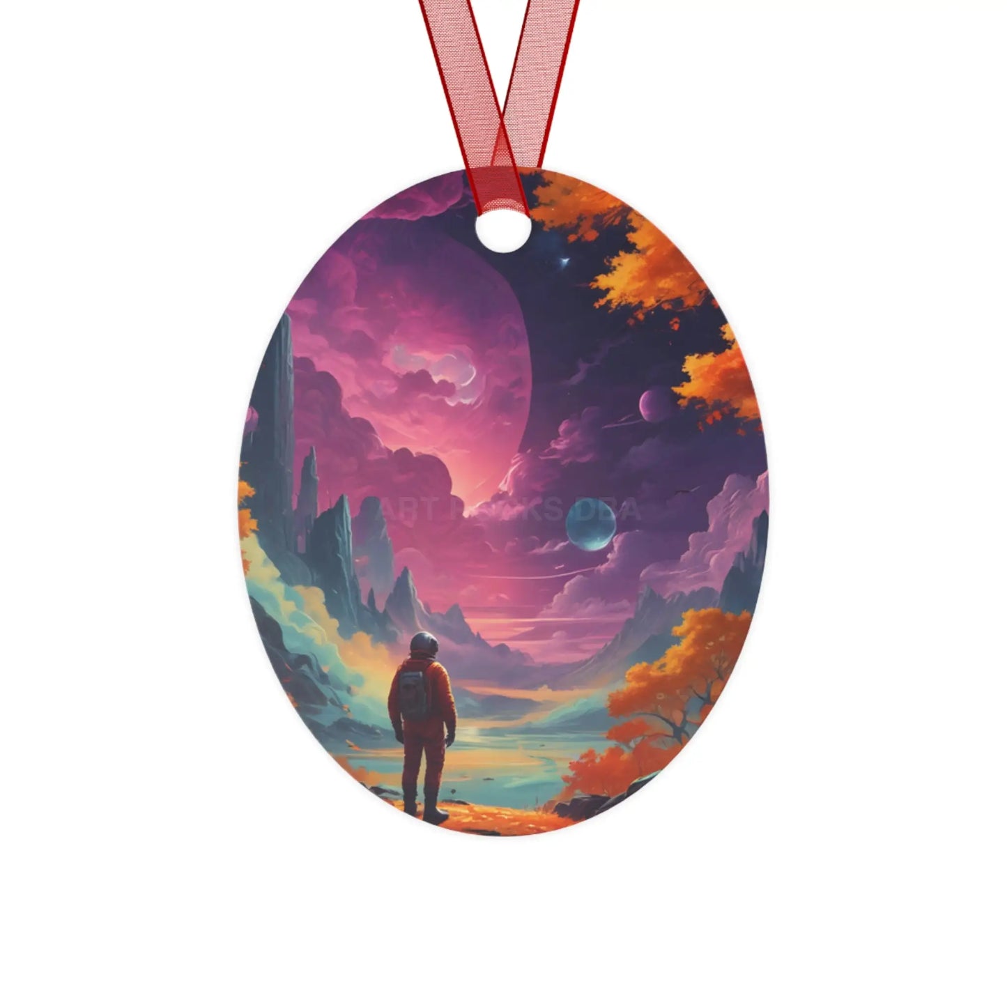 Space Dreamscape Metal Ornament - Oval / One Size - Home Decor