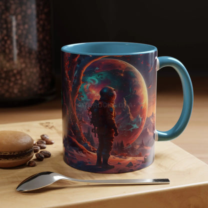 Space Explorer Coffee Mug — Astronaut Planet Scene Accent Mug (11/15oz) - Mug