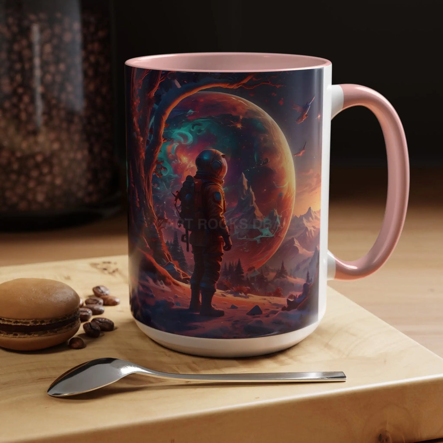 Space Explorer Coffee Mug — Astronaut Planet Scene Accent Mug (11/15oz) - Mug
