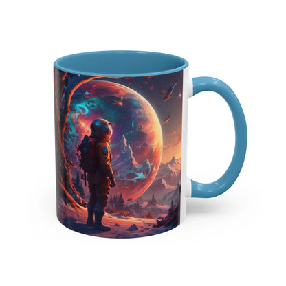 Space Explorer Coffee Mug — Astronaut Planet Scene Accent Mug (11/15oz) - Mug