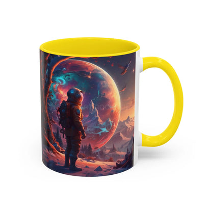 Space Explorer Coffee Mug — Astronaut Planet Scene Accent Mug (11/15oz) - Mug