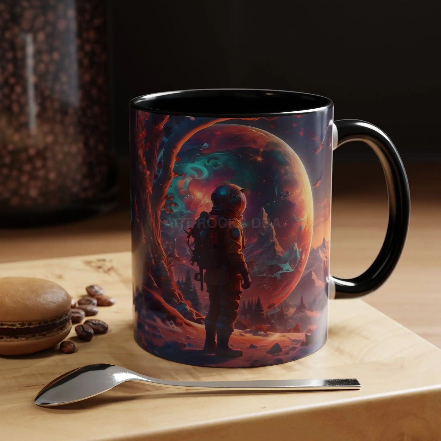 Space Explorer Coffee Mug — Astronaut Planet Scene Accent Mug (11/15oz) - Mug