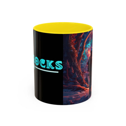 Space Explorer Coffee Mug — Astronaut Planet Scene Accent Mug (11/15oz) - 11oz / Yellow - Mug