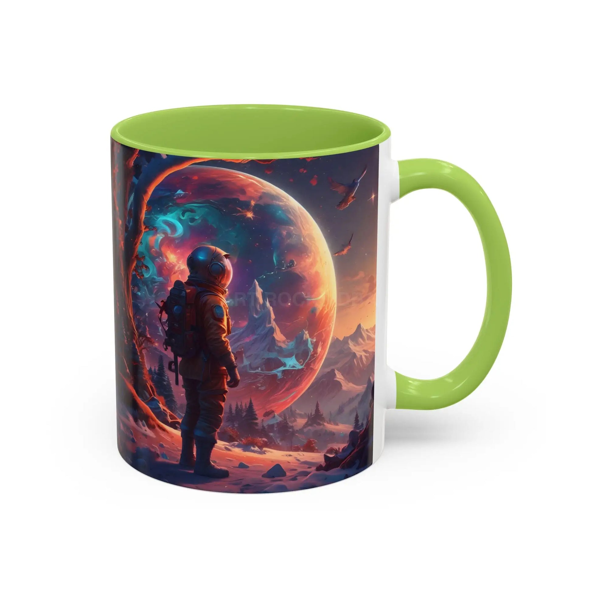 Space Explorer Coffee Mug — Astronaut Planet Scene Accent Mug (11/15oz) - Mug