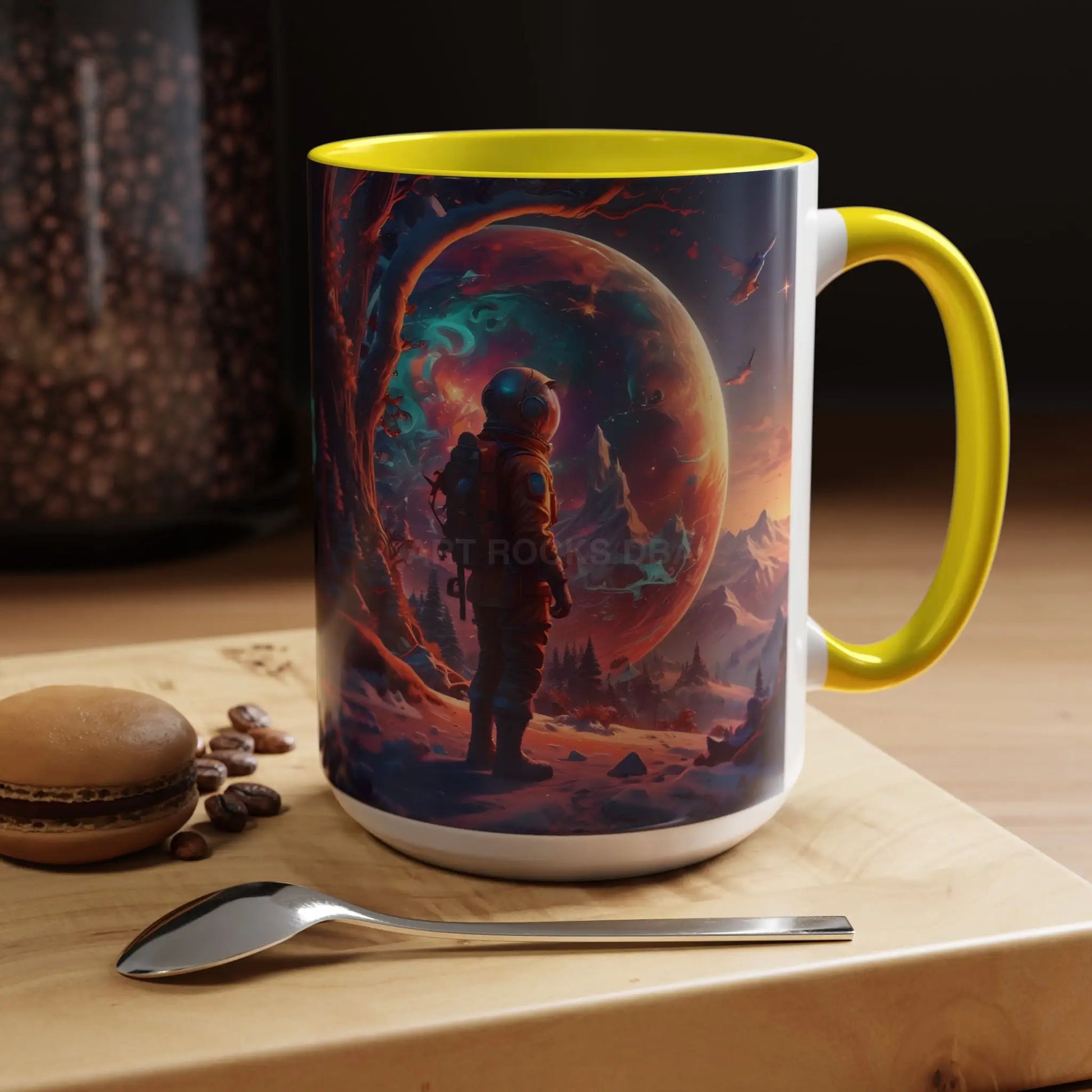 Space Explorer Coffee Mug — Astronaut Planet Scene Accent Mug (11/15oz) - Mug