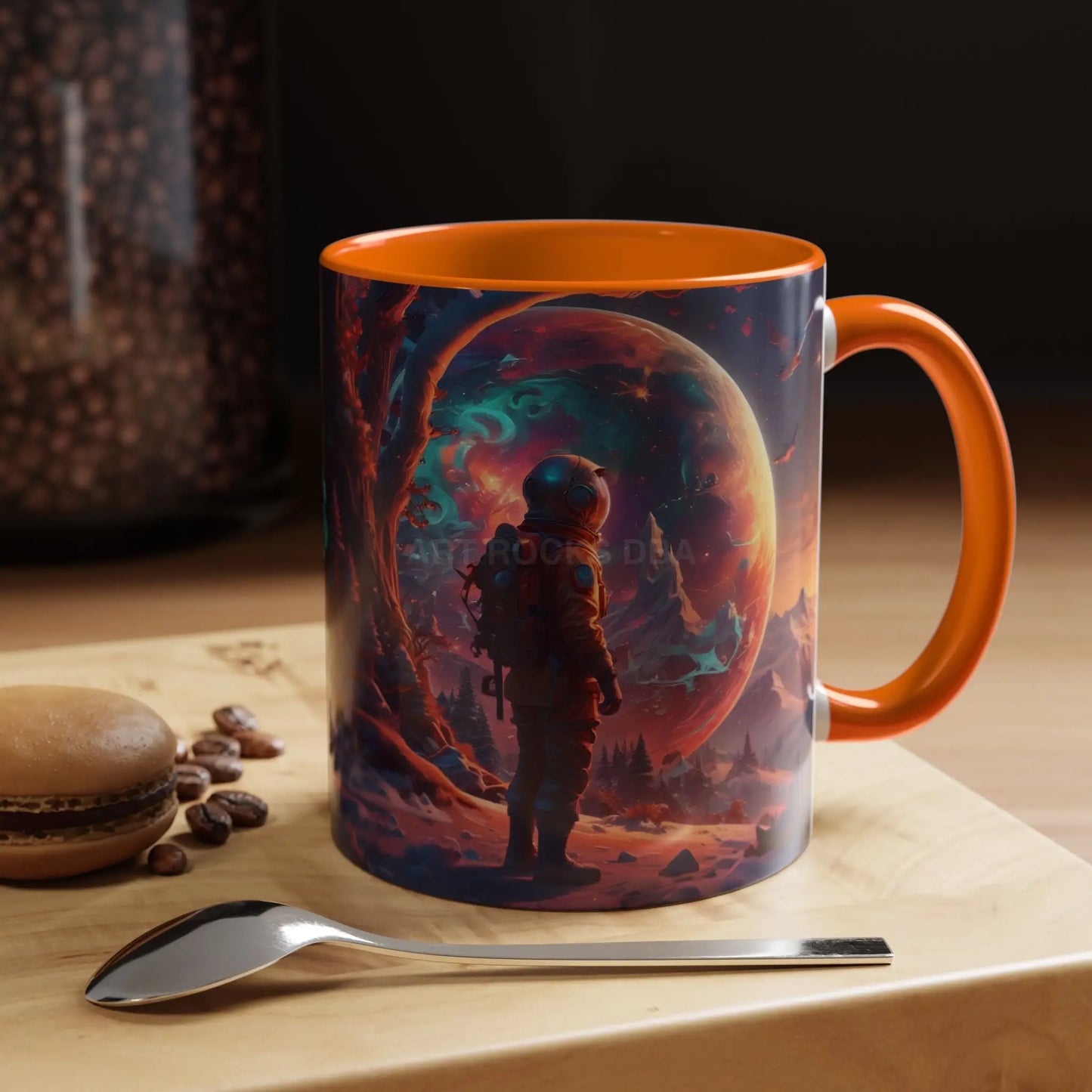 Space Explorer Coffee Mug — Astronaut Planet Scene Accent Mug (11/15oz) - Mug