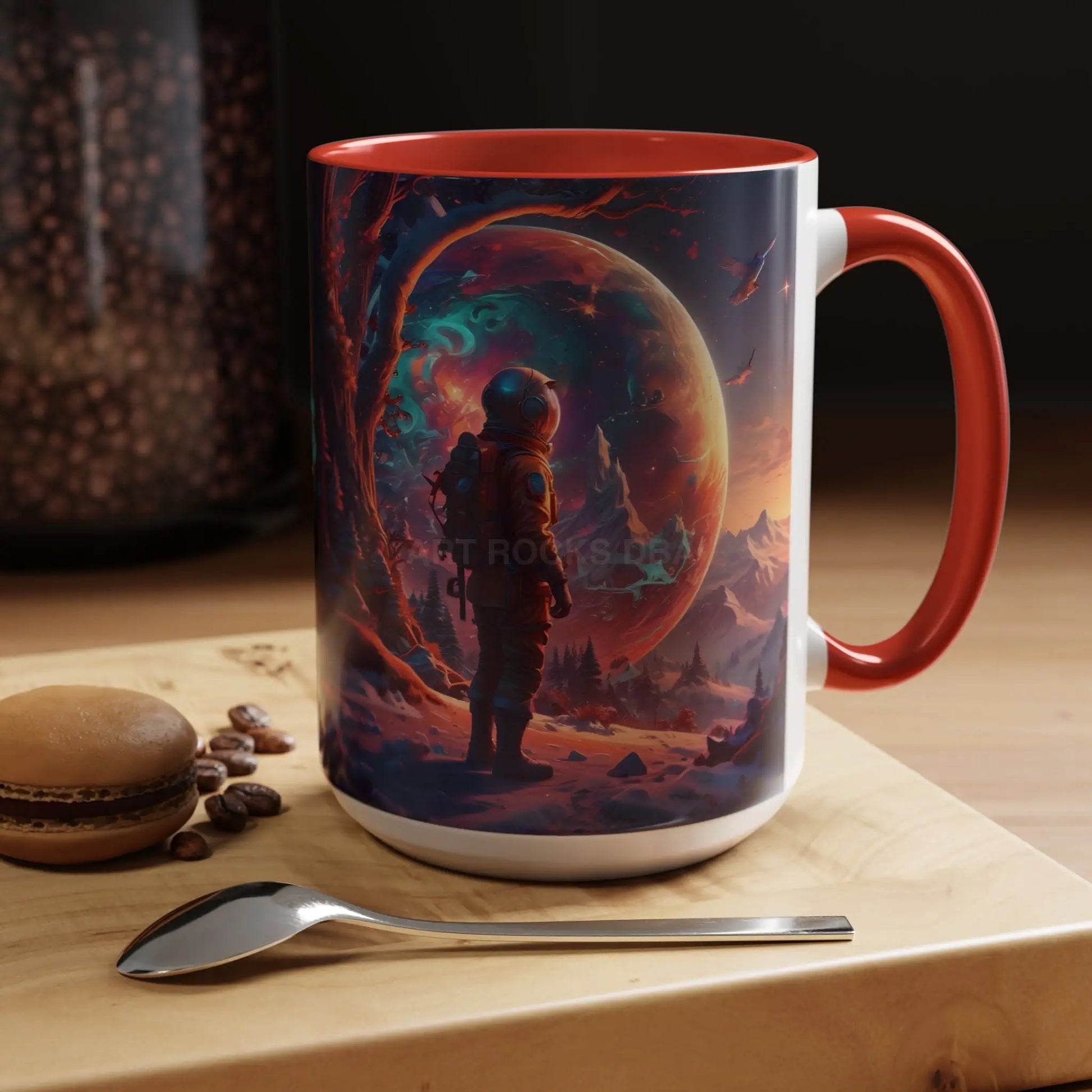Space Explorer Coffee Mug — Astronaut Planet Scene Accent Mug (11/15oz) - Mug