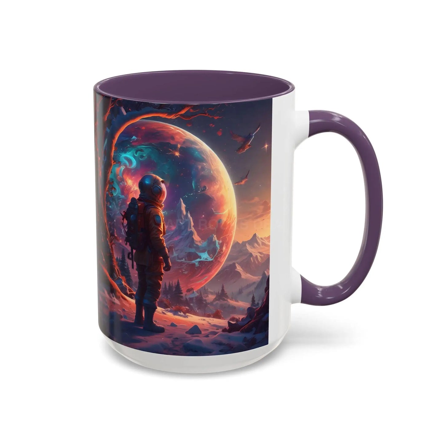 Space Explorer Coffee Mug — Astronaut Planet Scene Accent Mug (11/15oz) - Mug