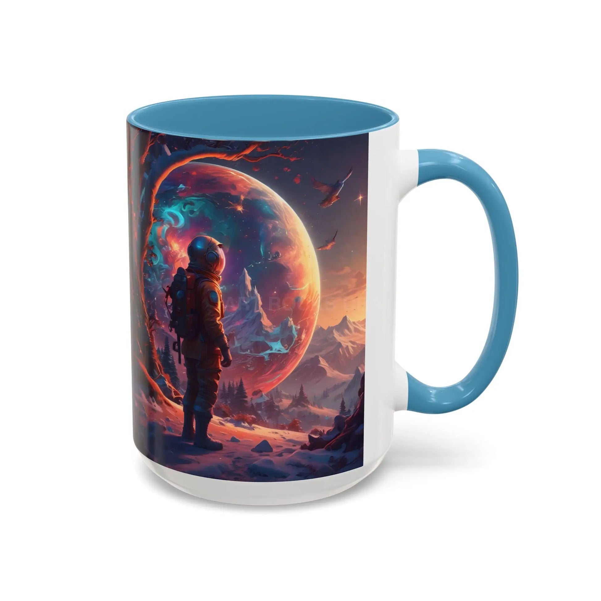 Space Explorer Coffee Mug — Astronaut Planet Scene Accent Mug (11/15oz) - Mug