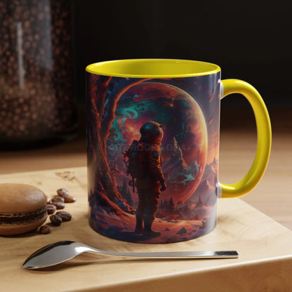 Space Explorer Coffee Mug — Astronaut Planet Scene Accent Mug (11/15oz) - Mug