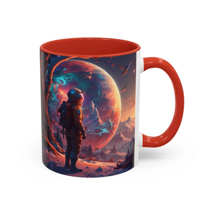 Space Explorer Coffee Mug — Astronaut Planet Scene Accent Mug (11/15oz) - Mug