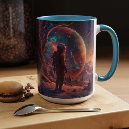 Space Explorer Coffee Mug — Astronaut Planet Scene Accent Mug (11/15oz) - Mug