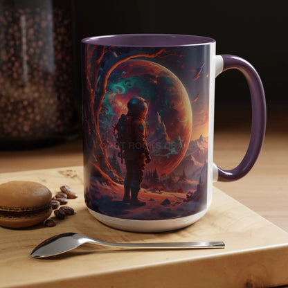 Space Explorer Coffee Mug — Astronaut Planet Scene Accent Mug (11/15oz) - Mug