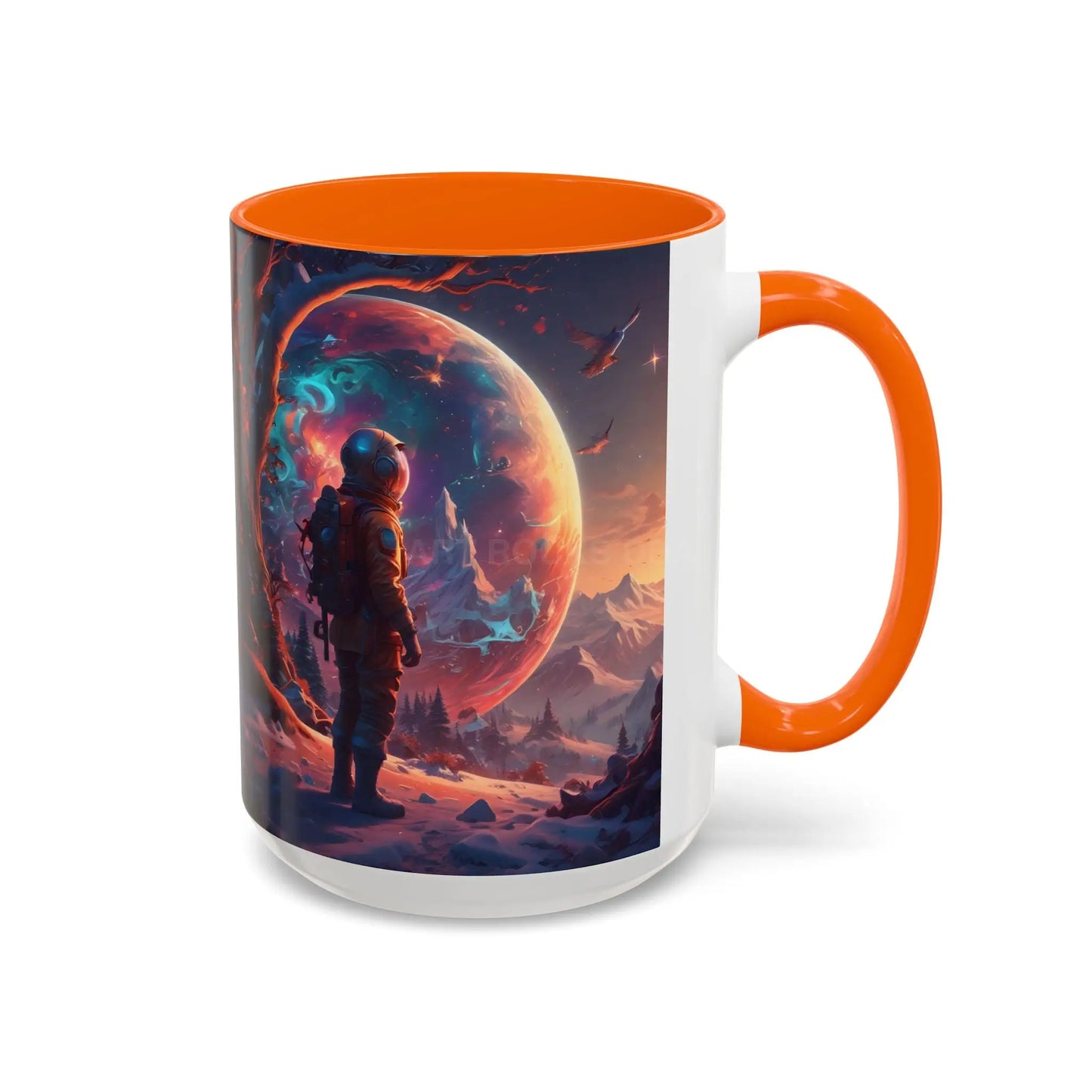 Space Explorer Coffee Mug — Astronaut Planet Scene Accent Mug (11/15oz) - Mug