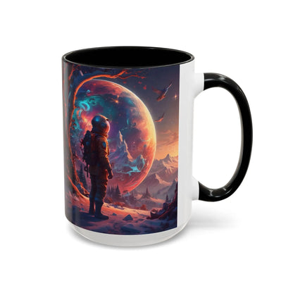 Space Explorer Coffee Mug — Astronaut Planet Scene Accent Mug (11/15oz) - Mug