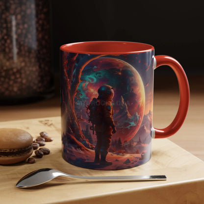 Space Explorer Coffee Mug — Astronaut Planet Scene Accent Mug (11/15oz) - Mug