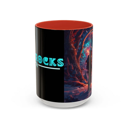 Space Explorer Coffee Mug — Astronaut Planet Scene Accent Mug (11/15oz) - 15oz / Red - Mug