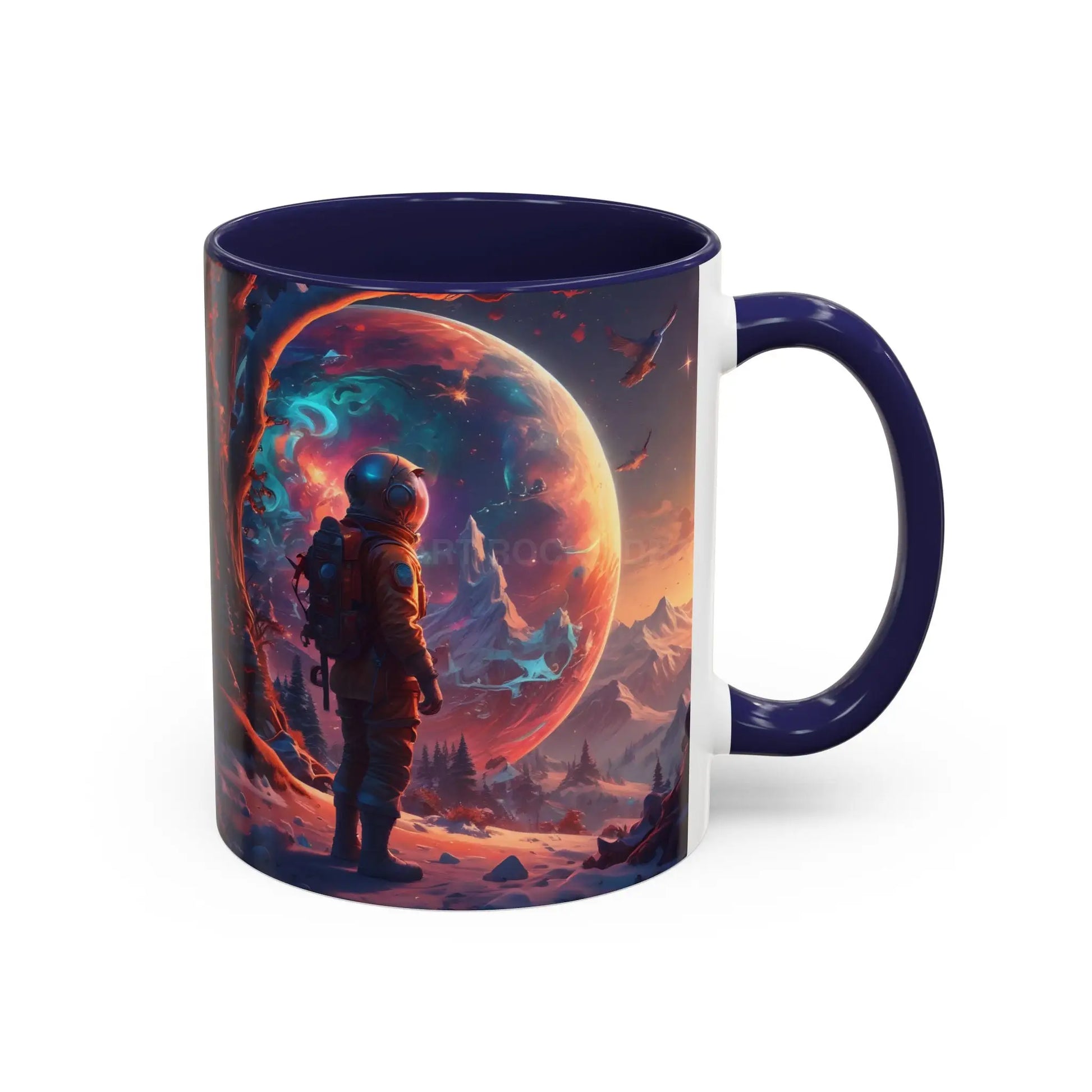 Space Explorer Coffee Mug — Astronaut Planet Scene Accent Mug (11/15oz) - Mug