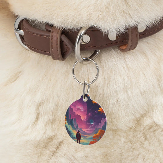 Space Explorer Pet Tag — Colorful Cosmic Landscape ID Tag - 1’’ - Pets
