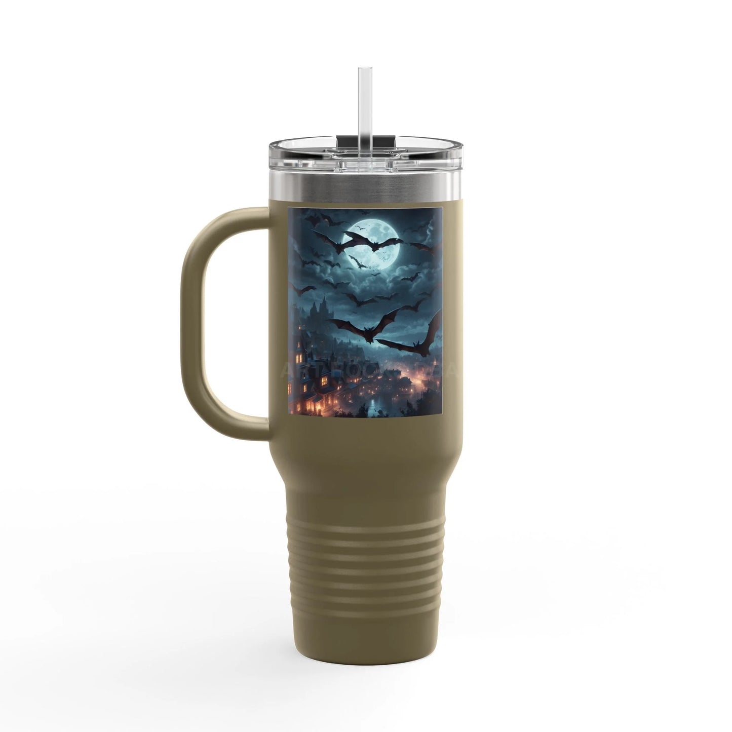 Spooky Bat Halloween Insulated Travel Mug 40oz - Fun Gift for Halloween Coffee Lovers Personalized Drinkware Travel