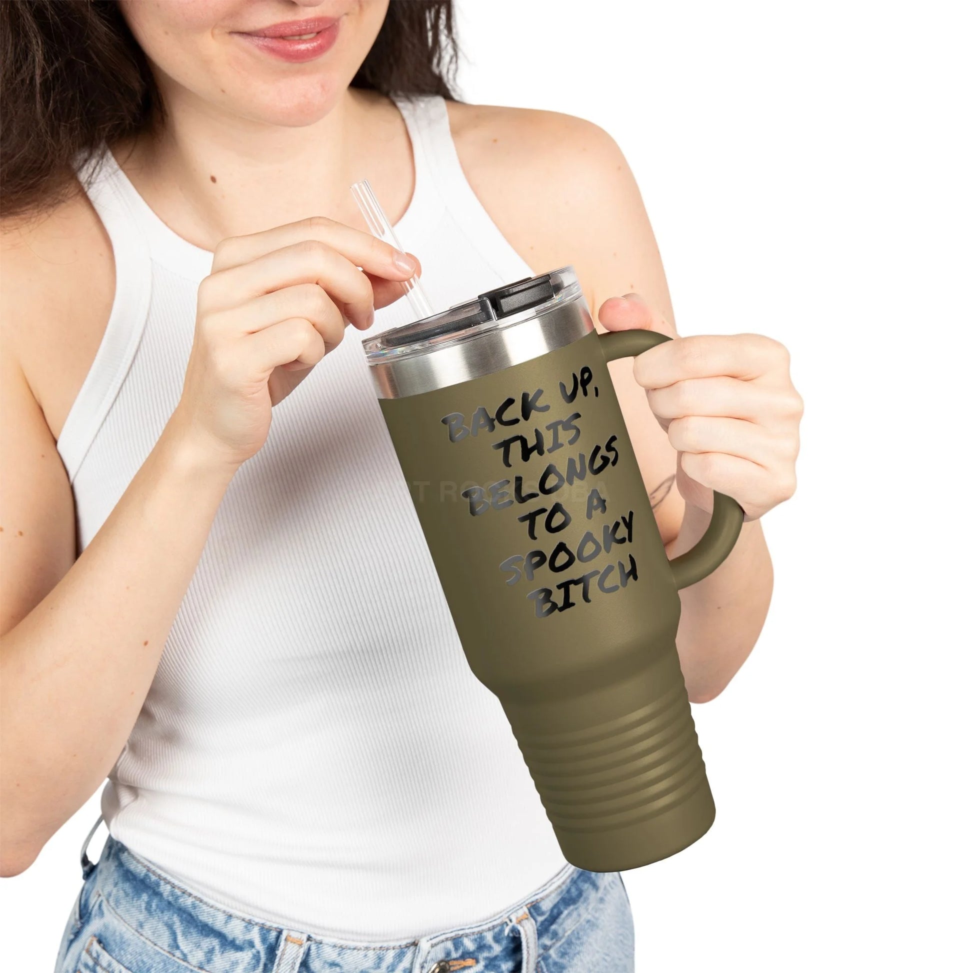 Spooky Bat Halloween Insulated Travel Mug 40oz - Fun Gift for Halloween Coffee Lovers Personalized Drinkware Travel