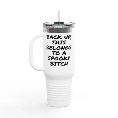 Spooky Bitch Clock 40oz Insulated Travel Mug with Inspirational Quotes and Unique Design Perfect for Coffee Lovers